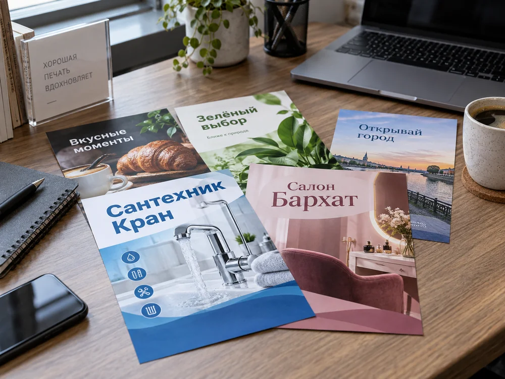 листовки на столе